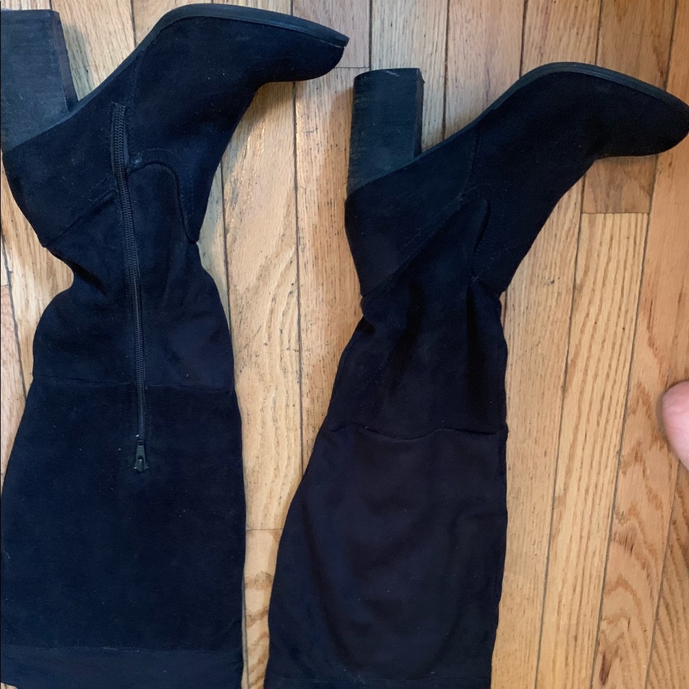 Diba thigh high suede boots in black